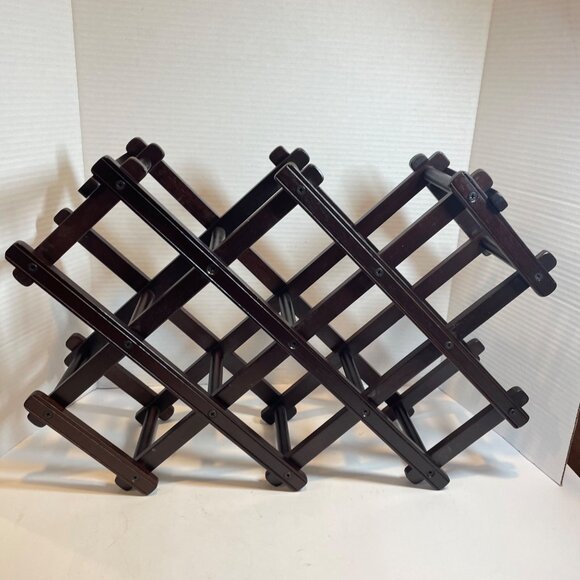 Vintage Expandable Wooden Magazine Rack / Organizer In Dark Wood Finish - Picture 5 of 11